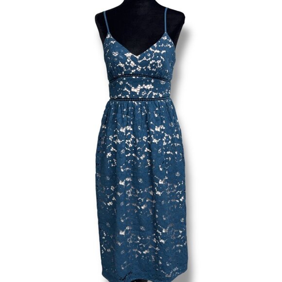 LNC Beautiful Aritzia Lace Midi Dress Size 2 Petrol Blue - Picture 1 of 8
